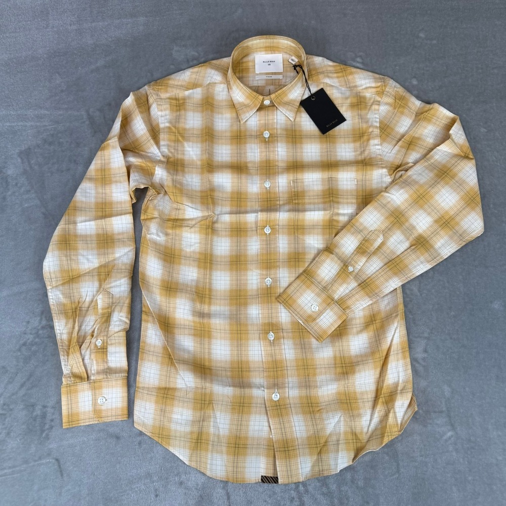 Billy Reid Bold Shadow Plaid Cypress Shirt Mens XS Wheat Cotton $198 New NWT